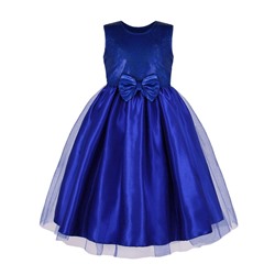 Нарядное синее платье с сеткой-вуалью для девочки 82513-ДН21