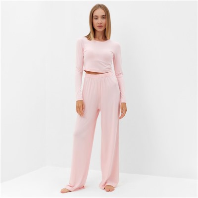 Комплект женский (лонгслив, брюки) MINAKU: Home collection цвет розовый, р-р 44