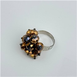 Кольцо с хрусталем цвет бронза 7