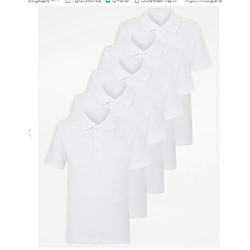 White School Polo Shirt 5 Pack
