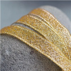 Лента парчовая, цвет золотой металлик, ширина 9 мм