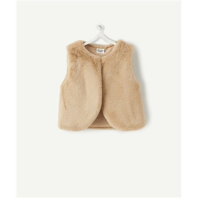 GILET SANS MANCHES BÉBÉ FILLE EN FAUSSE FOURRURE BEIGE