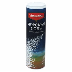 Соль пищевая 250 г "Морская" мелкая, йодированная, пластиковая туба с дозатором, АТЛАНТИКА