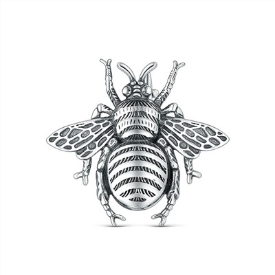 Брошь из чернёного серебра - Пчела Бш-2299о