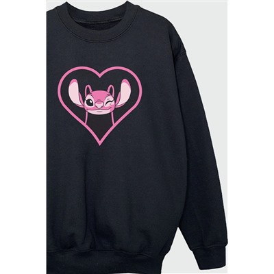 Brands In Lilo  Stitch Angel Heart Girls Black Sweatshirt