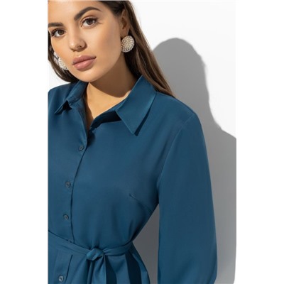 Синее платье-рубашка с пуговицами 48 размер