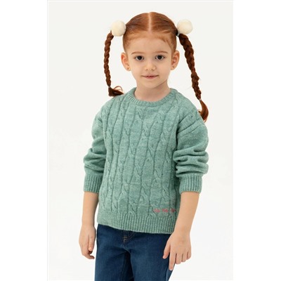 Мятный меланжевый свитер для девочки Неожиданная скидка в корзине