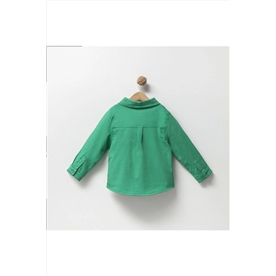 Детская зеленая рубашка унисекс с карманами TYCY6LGCNN169691851268494