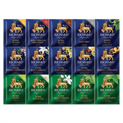 Чай RICHARD "Royal Tea Collection" ассорти 15 вкусов, НАБОР 120 пакетиков, 100839