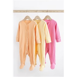 Pink/Yellow 3 Pack Baby Sleepsuits (0mths-3yrs)