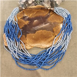 Винтажное ожерелье из бисера многослойное Голубое