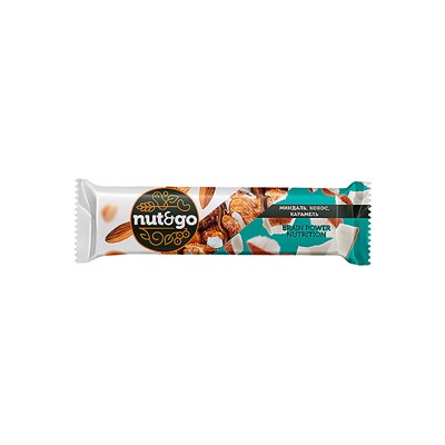 «Nut&Go», батончик с миндалём, кокосом, карамелью, 36 г