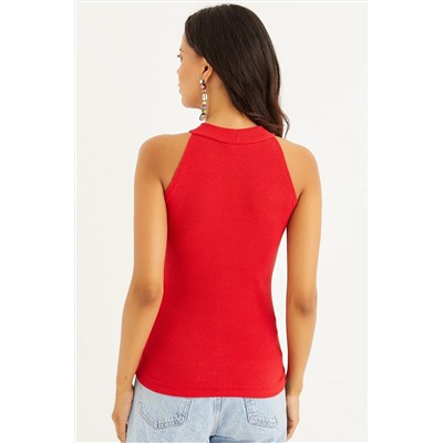 Женская красная блузка без рукавов с камзолом Yİ1566