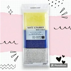 Набор губок для мытья посуды, кухонной утвари "Mate Scrubber" (13 х 9 х 1,5 см) х 3 шт