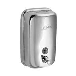 BRIMIX - Дозатор жидкого мыла настенный, металлический с глазком, из нержавеющей стали, 1000 мл  ( 615)