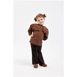 Детская рубашка из поплина с квадратным воротником коричневая FHK22-23SKBBK016