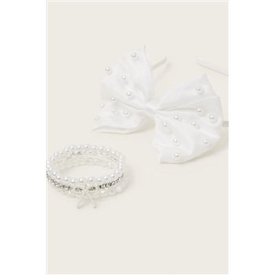 Monsoon Communion White Headband and Bracelets