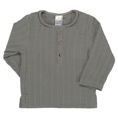 Рубашка из хлопкового муслина серого цвета из коллекции Essential 12-18M