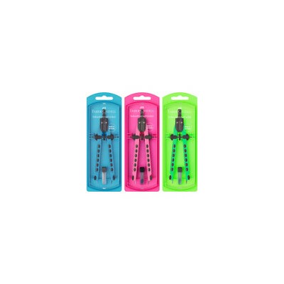 Циркуль Faber-Castell "Factory Neon", + грифели, пластиковый футляр, цвет ассорти
