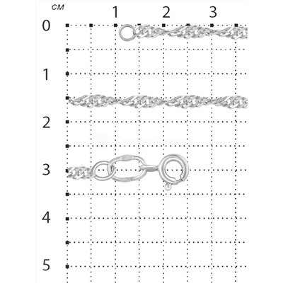 Цепь из серебра родированная - Сингапур, 55 см 925 пробы 900504055р сингапур