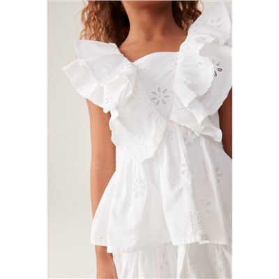 Baker by Ted Baker Frilled Broderie White Dress