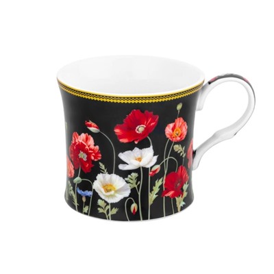 Кружка 250 мл 11,8*8,5*7,5 см "Маки на чёрном" NEW BONE CHINA