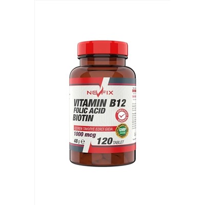 Nevfix Vitamin B12 Folic Acid Biotin 120 Tablet Yur1001