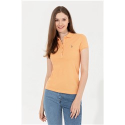Женская оранжевая базовая футболка с воротником-поло Неожиданная скидка в корзине