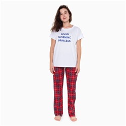 Комплект домашний женский «GOOD MORNING» (футболка/брюки), цвет белый/красный, размер 48