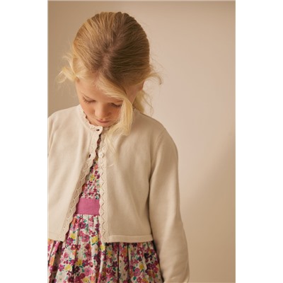 Laura Ashley Cream Two Button Knit Cropped Cardigan