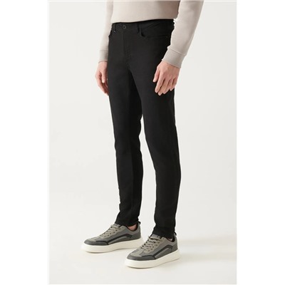Мужские черные джинсовые брюки Rio с однотонной посадкой, очень зауженный крой, B003503
