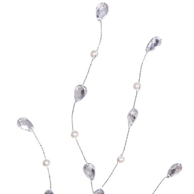 Ветка декоративная "Сказочные кристаллы" 65 см, Серебро