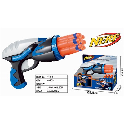 Бластер NERF с мягкими пулями в коробке 25.5х8.4х19.5 см