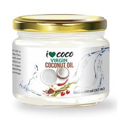 Масло кокосовое холодного отжима (Virgin Coconut Oil), I❤COCO, органика,  300мл, ст/б, Шри-Ланка