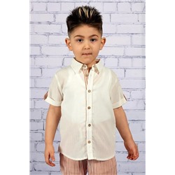 Рубашка из ткани шиле цвета экрю с короткими рукавами для мальчика 231M3CNL81