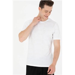 Мужская белая футболка с круглым вырезом Скидка 50% в корзине
