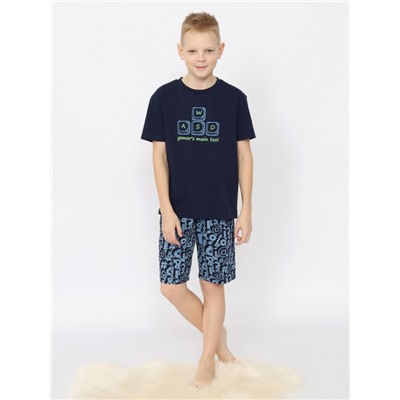 CSJB 50166-41 Пижама для мальчика (футболка, шорты),темно-синий