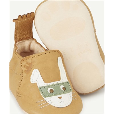 EASY PEASY
CHAUSSONS EN CUIR CAMEL AVEC LAPIN