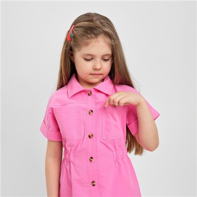 Платье детское с карманами KAFTAN, размер 36 (134-140 см), цвет ярко-розовый