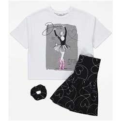 Ballerina Silver Foil T-Shirt Skirt and Scrunchie Outfit