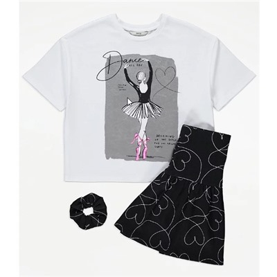 Ballerina Silver Foil T-Shirt Skirt and Scrunchie Outfit