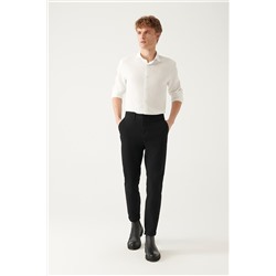 Черные брюки-чинос из плотной ткани Dobby Slim Fit, гибкие