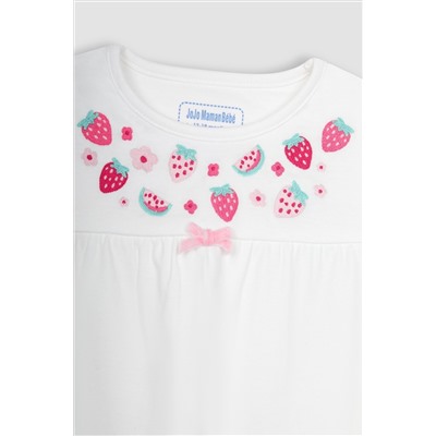 JoJo Maman Bébé Strawberry Embroidered Jersey Pyjamas