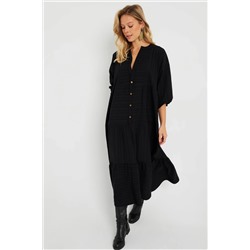 Женское повседневное платье-миди, черное Q982