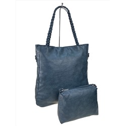 Женская сумка из искусственной кожи цвет серо-голубой