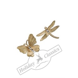 Бабочка/Стрекоза со стразами матовые с золотым декором, ЦЕНА за 1 шт  12,5х10 см