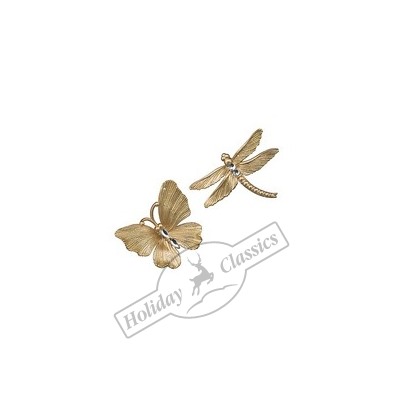 Бабочка/Стрекоза со стразами матовые с золотым декором, ЦЕНА за 1 шт  12,5х10 см