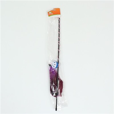 Дразнилка-удочка "Канарейка", 50 см, шар синий/белый, фиолетовые перья