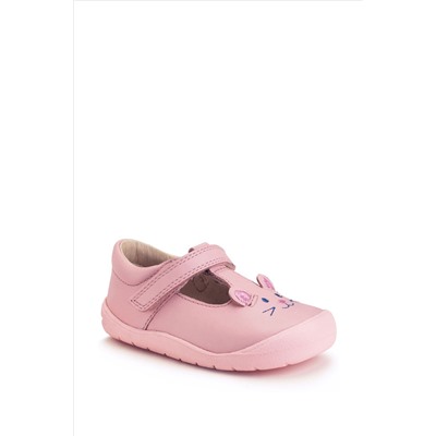 Start Rite Pink Fellow Leather/Cat T-Bar Toddler Shoes