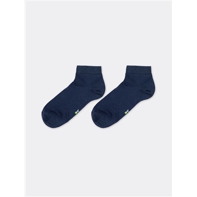 Носки мужские укороченные синего цвета с рисунком сетки